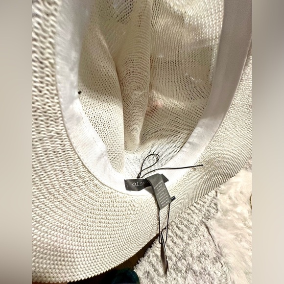 ‼️RARE‼️?VINCE CAMUTO??NWT?Double Buckle Straw Panama Hat in White/Turquoise main image 10